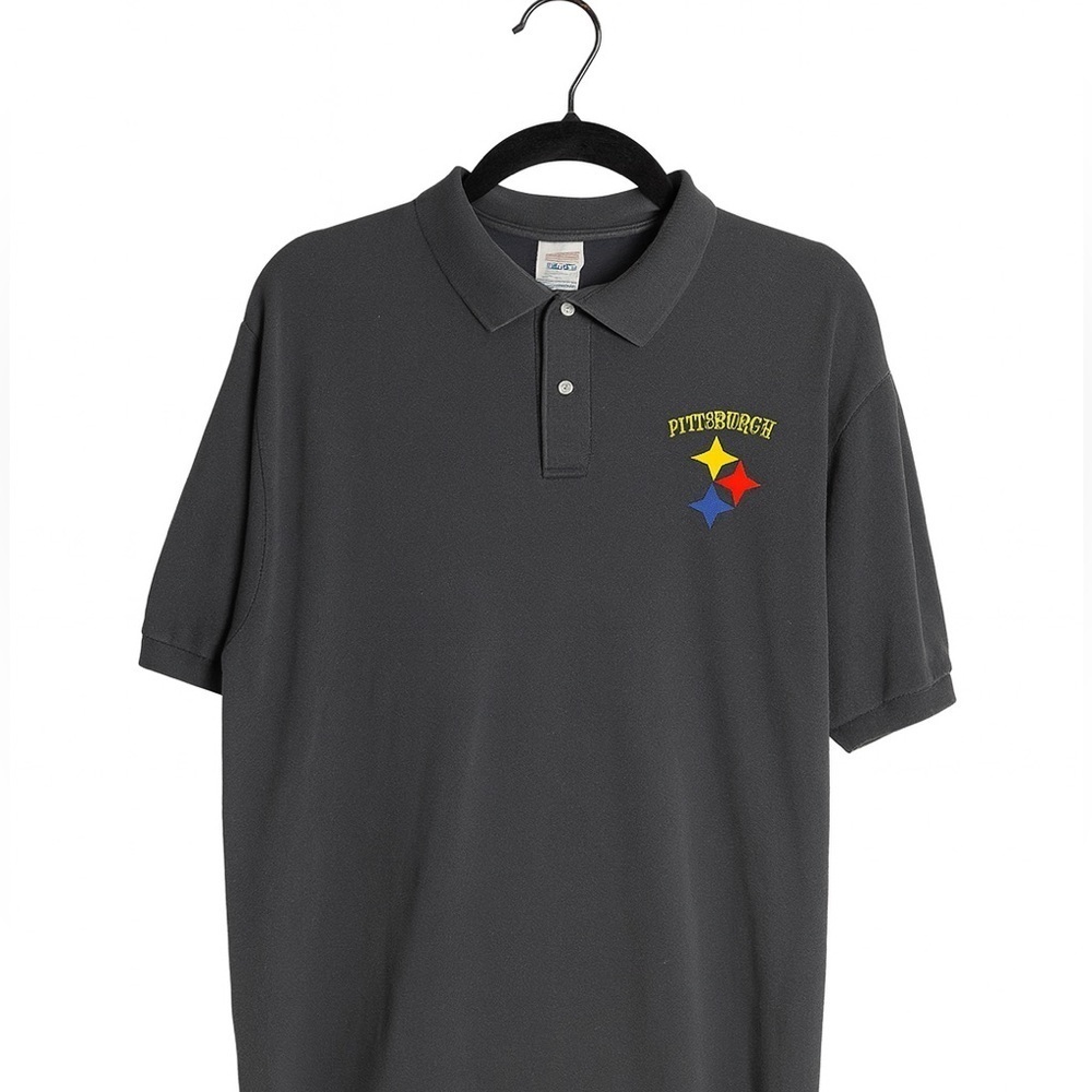 Hanes Pittsburgh Steelers Men’s XL Vintage 1990’s Black Golf Polo Shirt